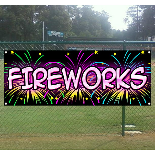 Fireworks Extra Large 13 oz Heavy Duty Vinyl Banner Sign with Metal Grommets Store Advertising Flag, New Many Sizes Available 